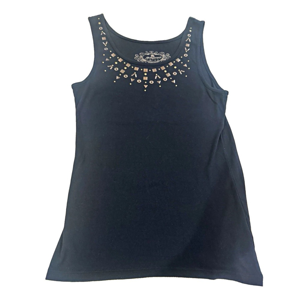 GreenSource Women's M Black Knit Scoop Neck Studded Sleeveless Tank Top